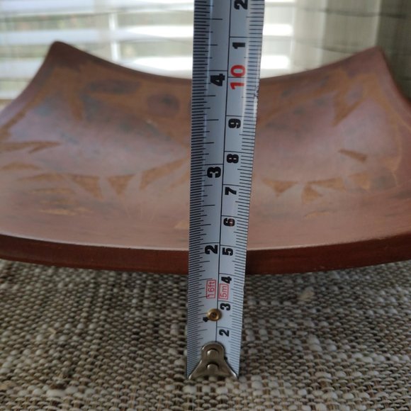 Terracotta Large Bowl Etched Carved Clay Angelfish VTG Decorative Plate 11" - Picture 8 of 12